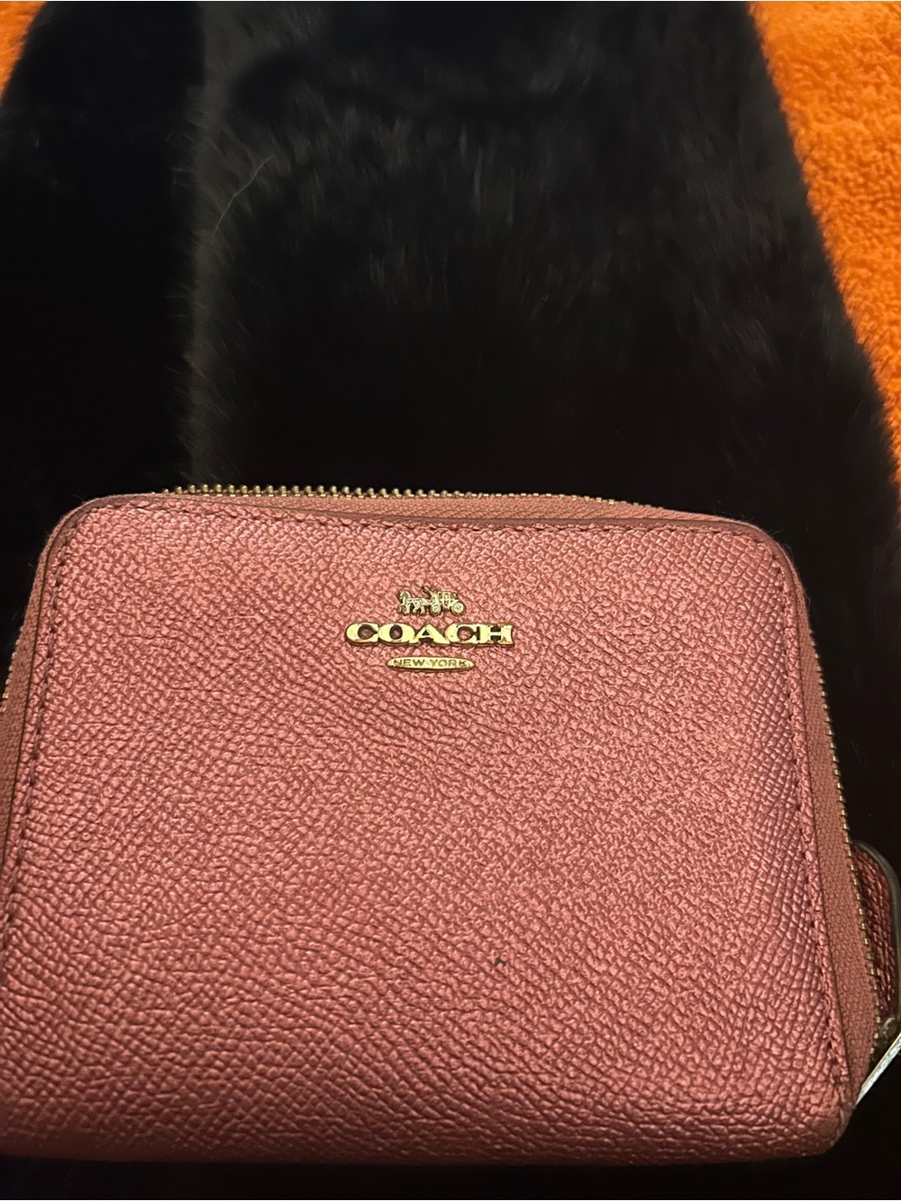 Coach Small Zip Wallet in Dusty Rose with Gold Logo